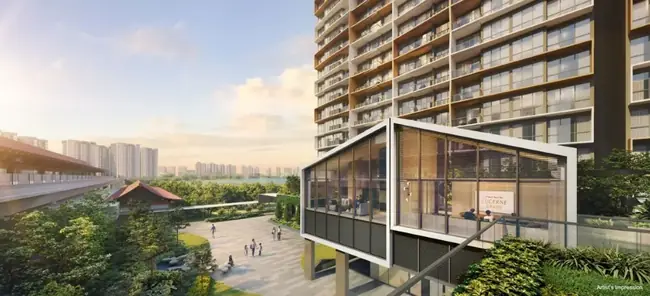 Lucerne Grand clubhouse entrance, connected to the covered walkway leading to Lakeside MRT