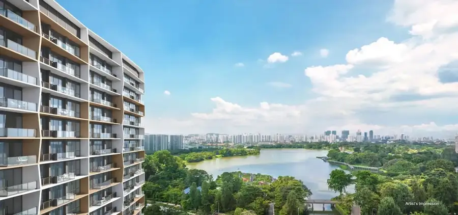 Lucerne Grand facade in daylight overlooking Jurong Lake